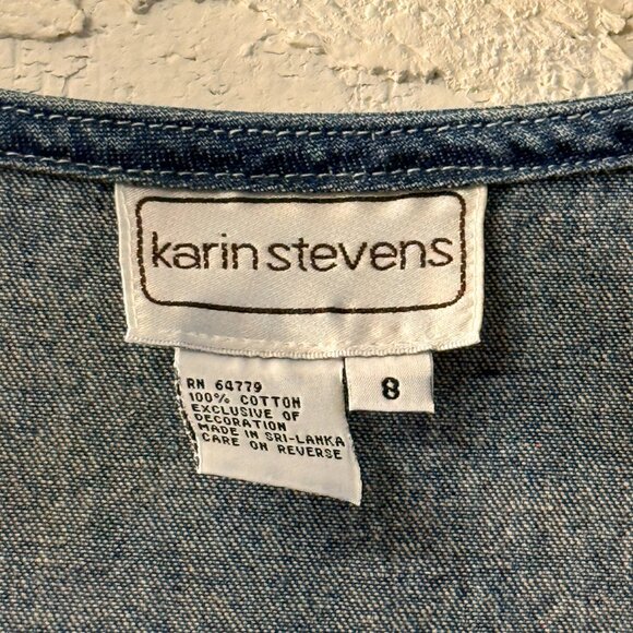 Karin Stevens Vintage Denim Jumper Dress – Snowman & Christmas Tree Print – 8 - Picture 6 of 9